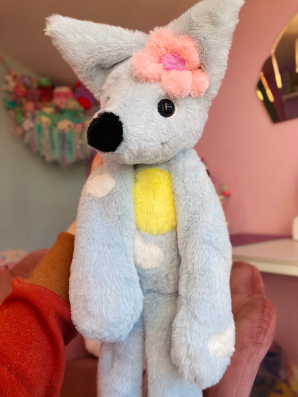 XL SPRING BLOOMS FOX - Handmade Luxury Weighted Plush Fluffy Fox Doll