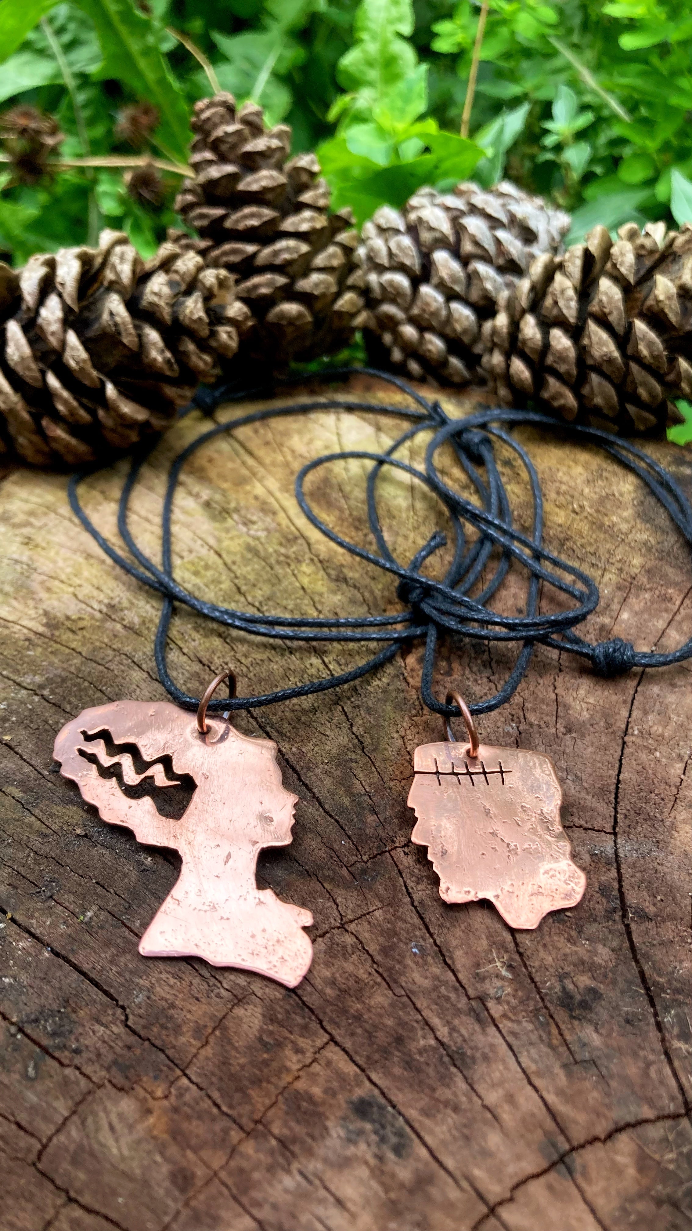 BRIDE Handmade Copper Bride of Frankenstein Necklace