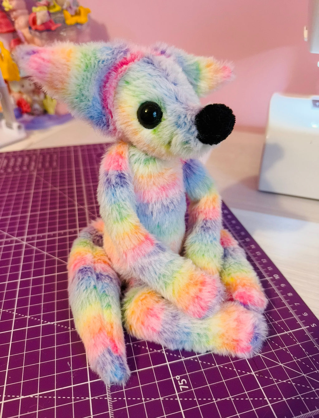 RAINBOW SHERBET FOX - Handmade Luxury Weighted Fox Doll