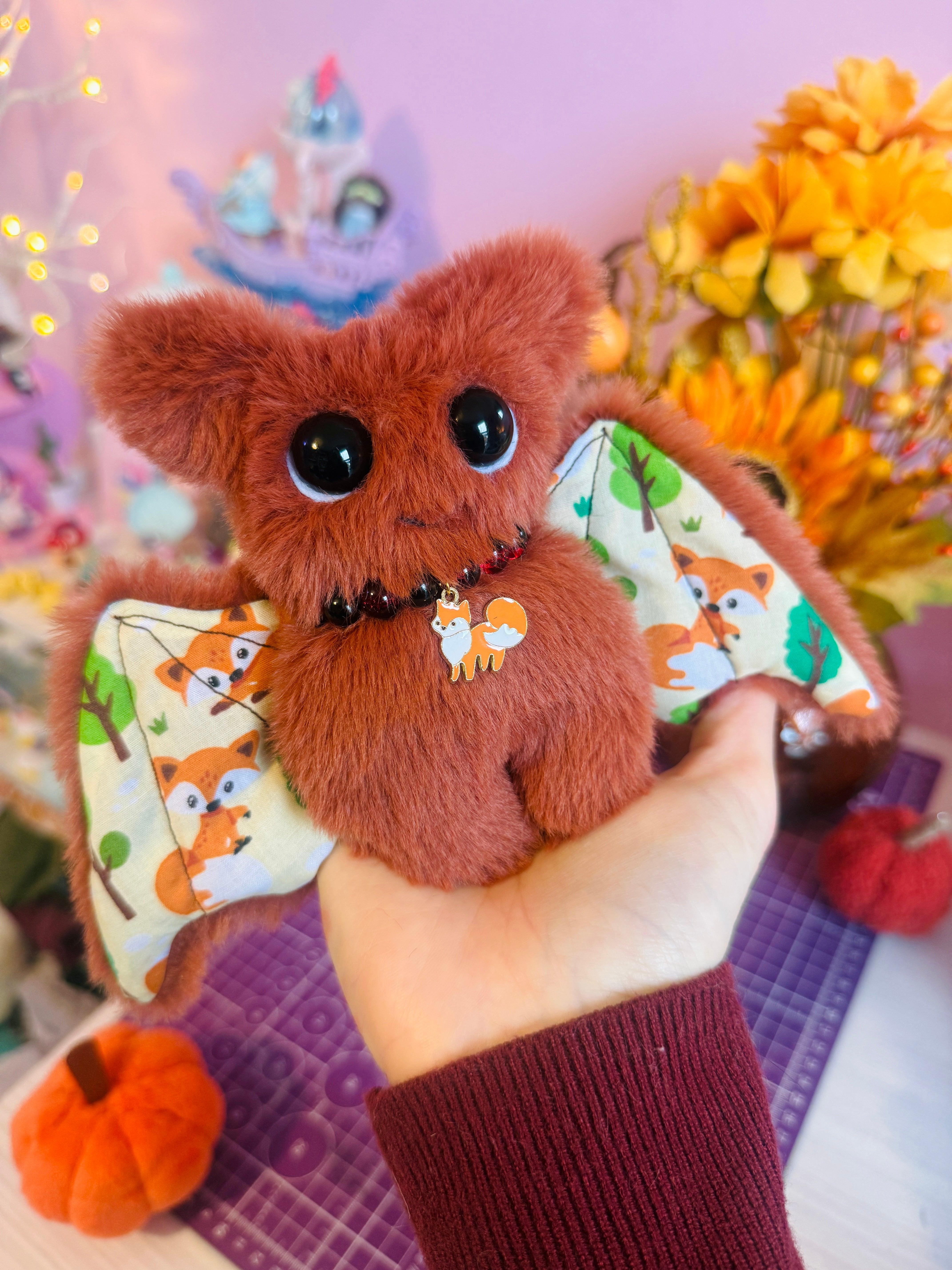 MAPLE BAT PALMPUFF - Handmade Mini Luxury Weighted Doll