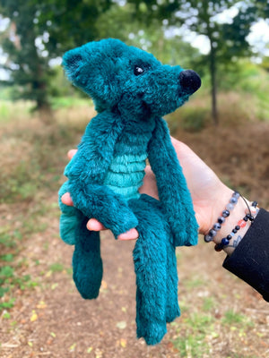 DINO FOX - Handmade Luxury Weighted Plush Fluffy Fox Doll