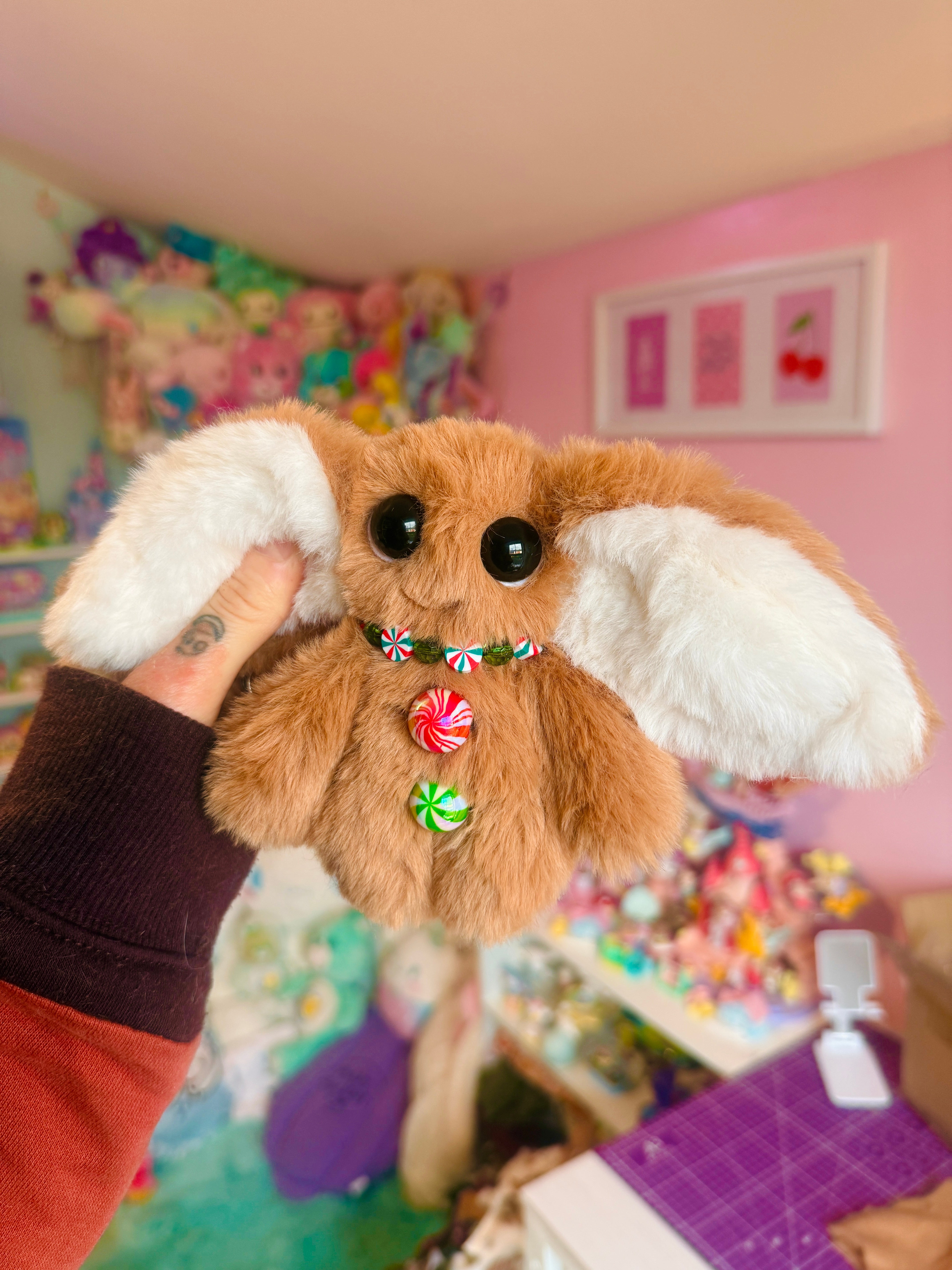 GINGERBREAD GOBLIN PALMPUFF - Handmade Mini Luxury Weighted Doll