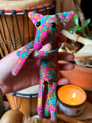 GARDEN PARTY FOX CUB (PINK) - Handmade Weighted Cotton Fox Doll
