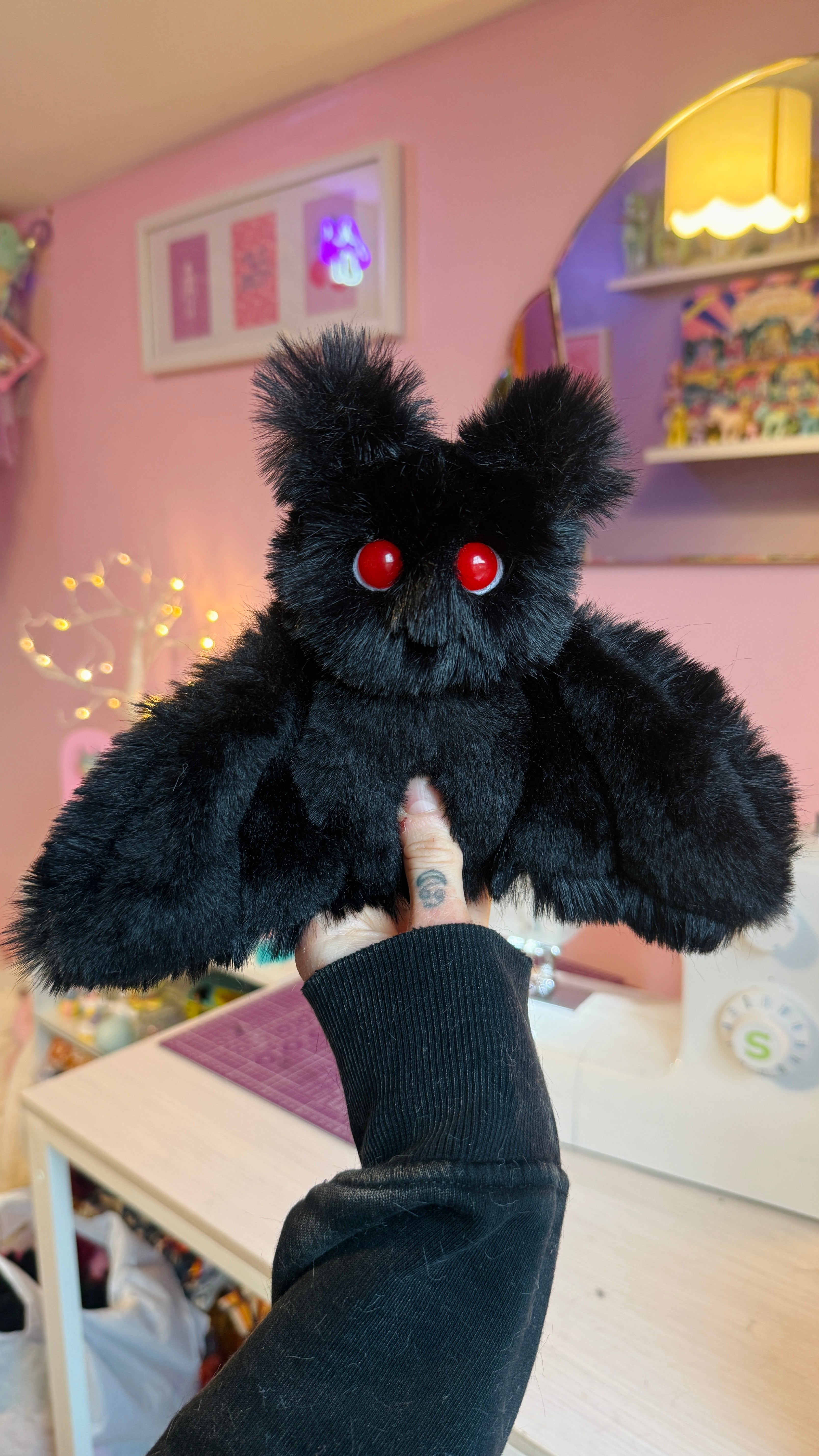 MOTHMAN PALMPUFF - Handmade Mini Luxury Weighted Doll