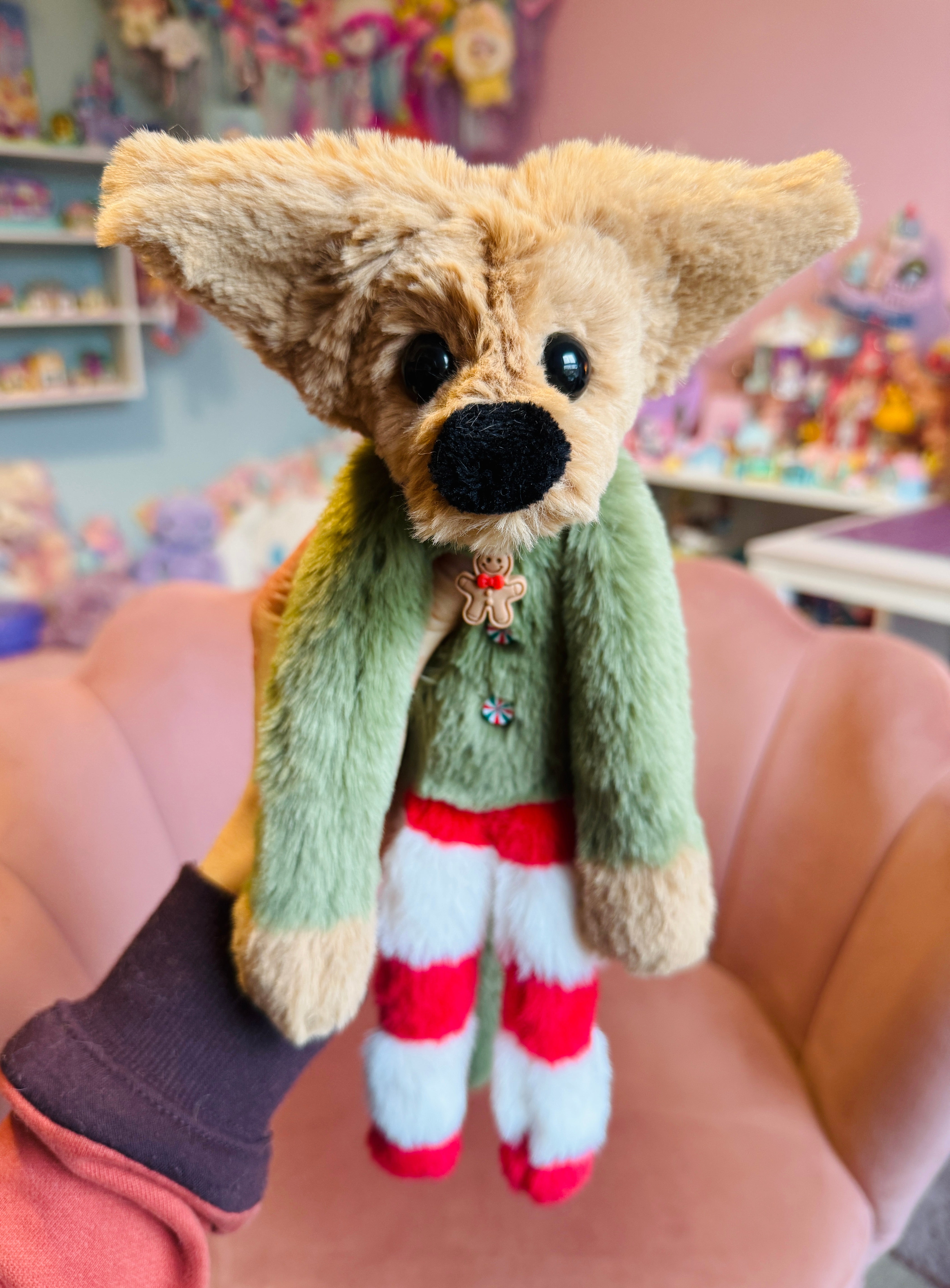 PEPPERMINT ELF FOX - Handmade Luxury Weighted Fox Doll