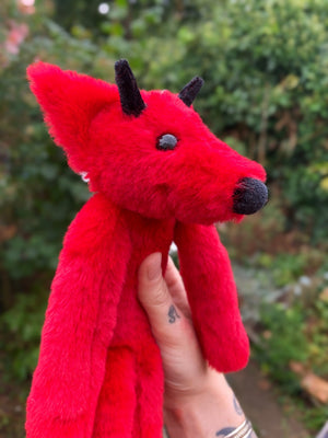 DEVIL FOX - Handmade Luxury Weighted Plush Fluffy Fox Doll