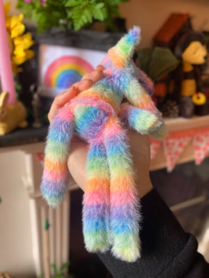 RAINBOW SHERBET FLUFFY FOX CUB (B) - Handmade Weighted Plush Fox Doll