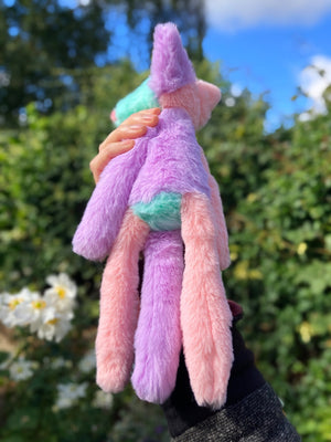 COLOUR BLOCK SORBET FOX (C) - Handmade Luxury Weighted Plush Fluffy Fox Doll