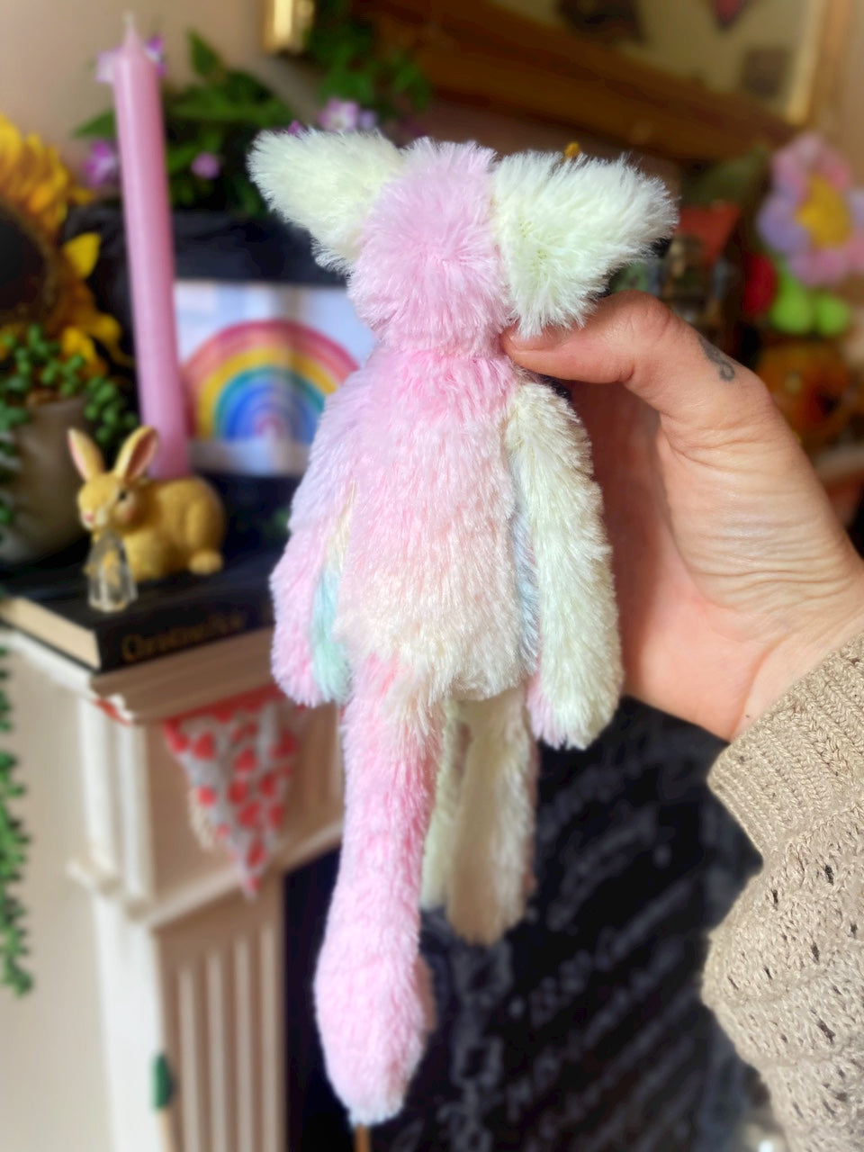 COTTON CANDY FLUFFY FOX CUB (C) - Handmade Weighted Plush Fox Doll