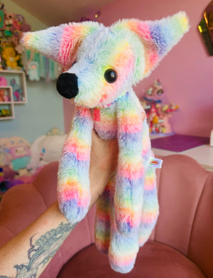 BIG RAINBOW SHERBET FOX - Handmade Luxury Weighted Fox Doll
