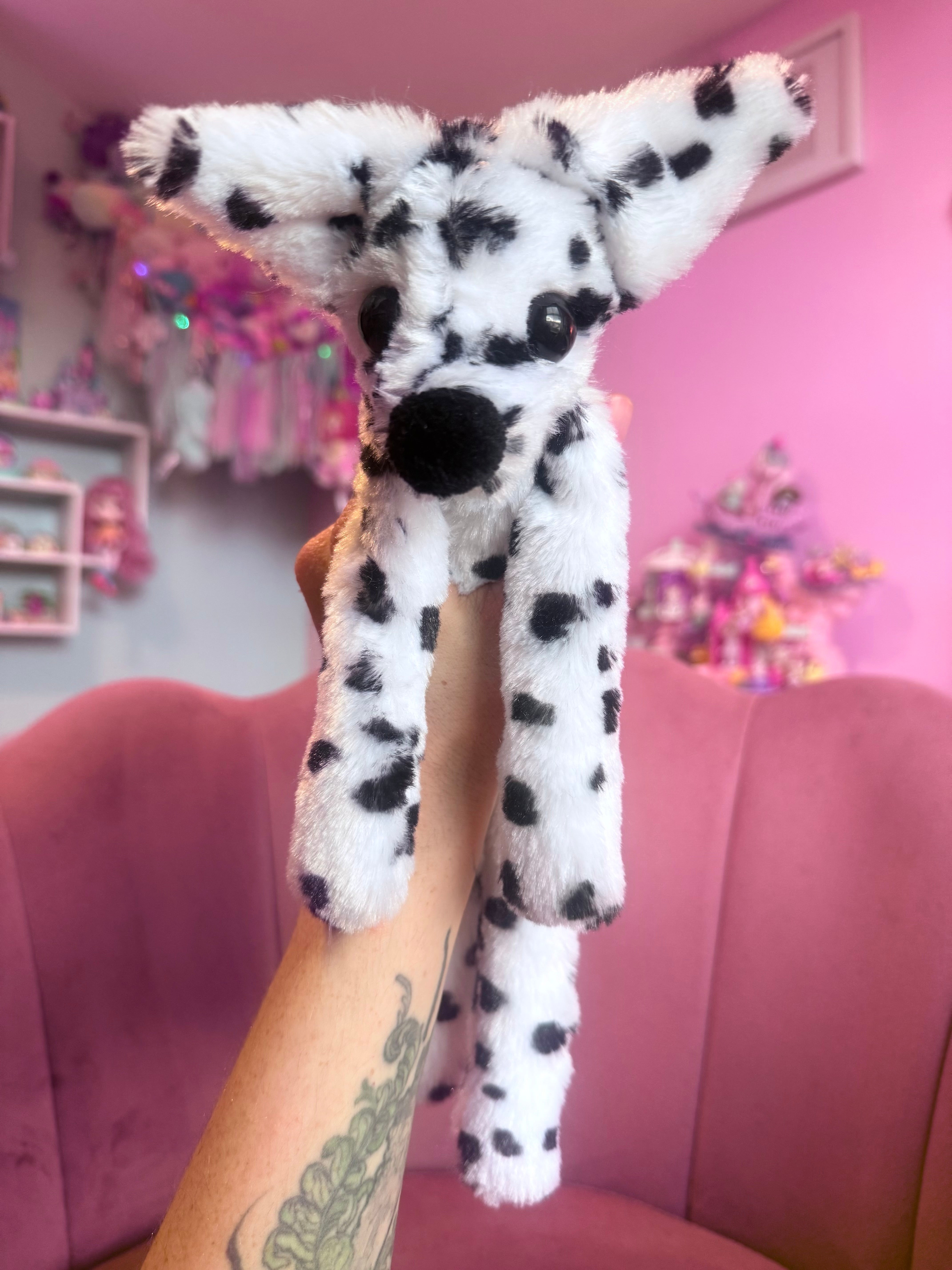 DALMATION FOX - Handmade Luxury Weighted Plush Fluffy Fox Doll