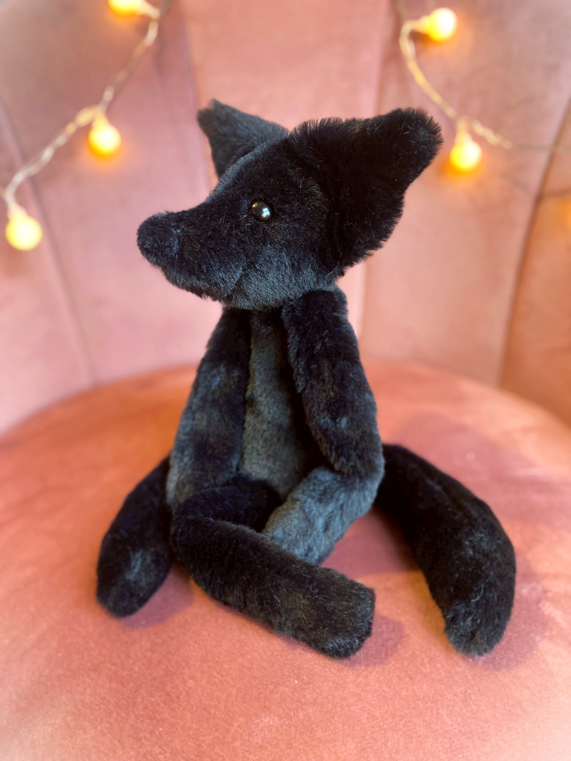 ONYX FOX - Handmade Luxury Weighted Plush Fluffy Fox Doll