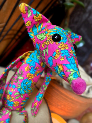 GARDEN PARTY FOX CUB (PINK) - Handmade Weighted Cotton Fox Doll