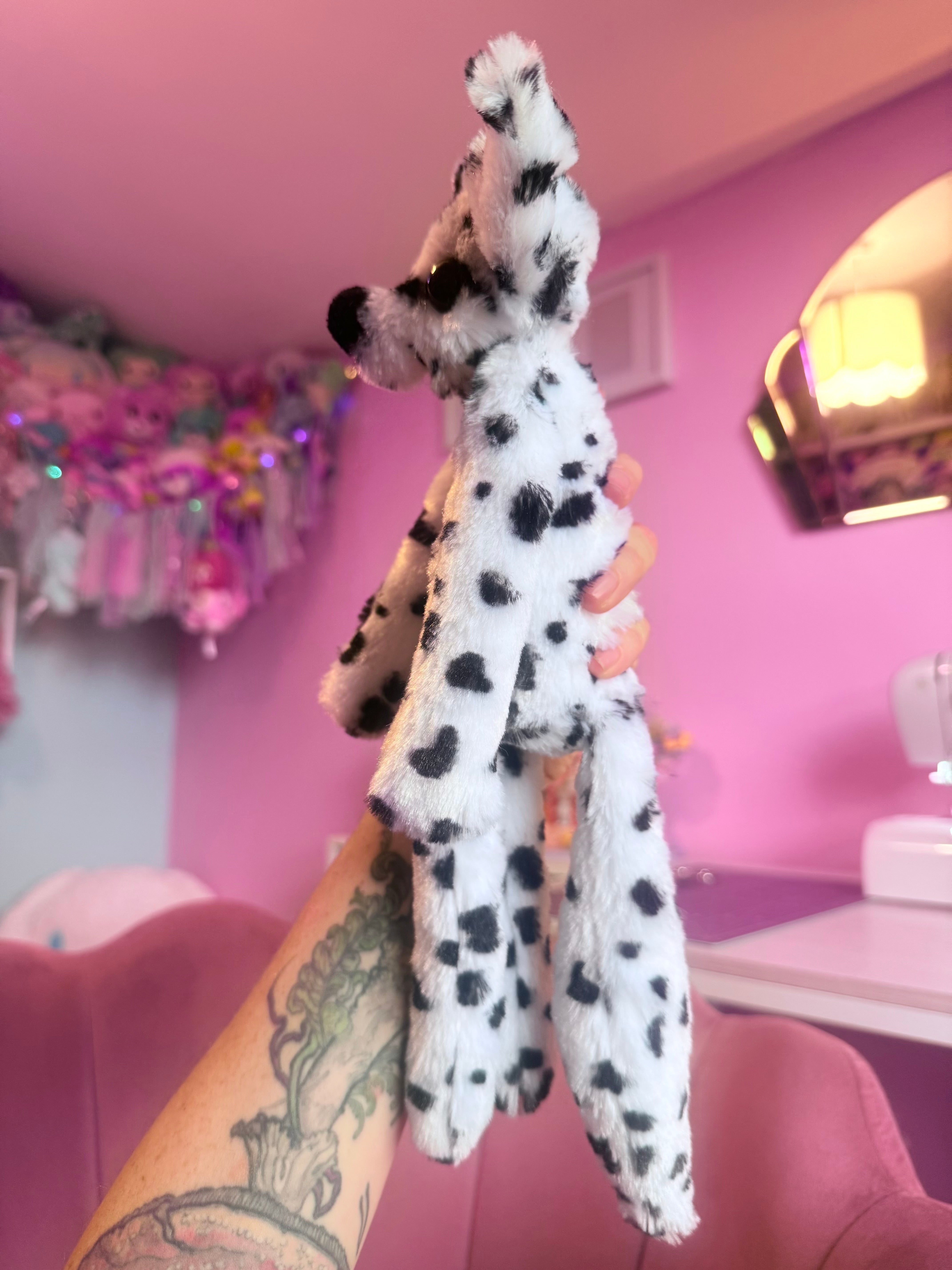 DALMATION FOX - Handmade Luxury Weighted Plush Fluffy Fox Doll