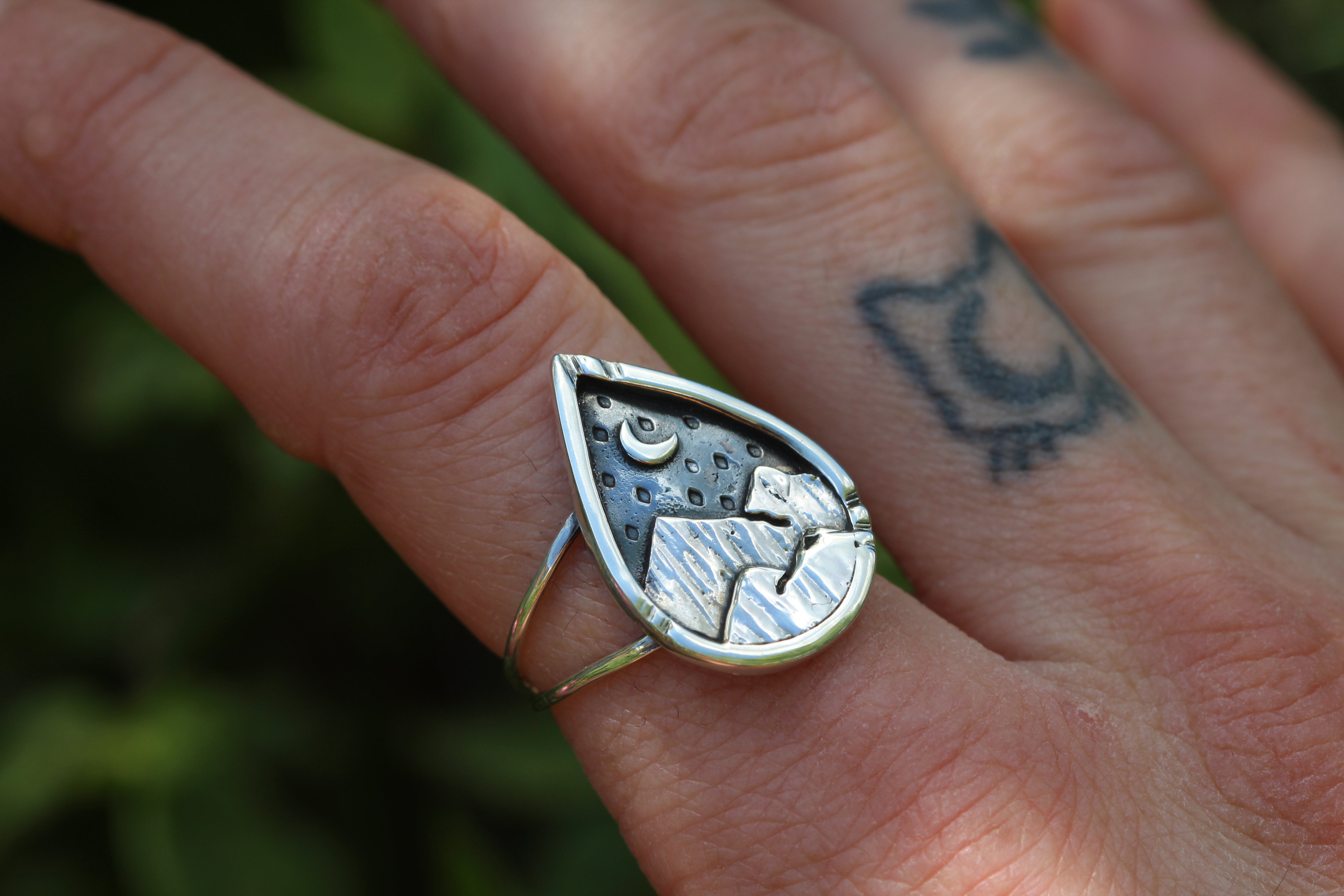 EXPLORE - Handmade Sterling Silver Landscape Ring Size P/7.5