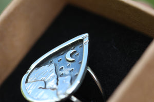 EXPLORE - Handmade Sterling Silver Landscape Ring Size P/7.5