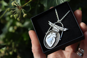 BLESS THIS MESS Handmade Sterling Silver Anatomical Heart Necklace