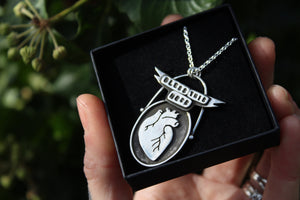 BLESS THIS MESS Handmade Sterling Silver Anatomical Heart Necklace