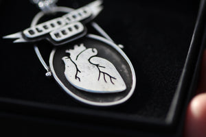 BLESS THIS MESS Handmade Sterling Silver Anatomical Heart Necklace