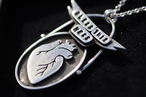 BLESS THIS MESS Handmade Sterling Silver Anatomical Heart Necklace