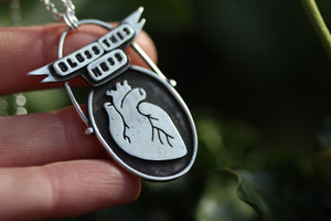 BLESS THIS MESS Handmade Sterling Silver Anatomical Heart Necklace