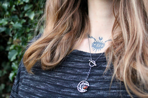 MOONFIRE Sterling Silver Necklace with Amber