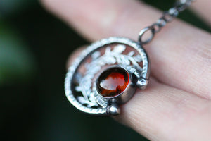 MOONFIRE Sterling Silver Necklace with Amber