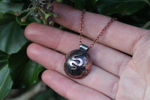 DARK MOON Handmade Copper & Sterling Silver Necklace