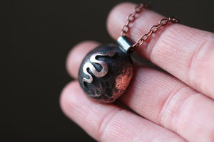 DARK MOON Handmade Copper & Sterling Silver Necklace