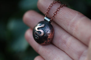 DARK MOON Handmade Copper & Sterling Silver Necklace