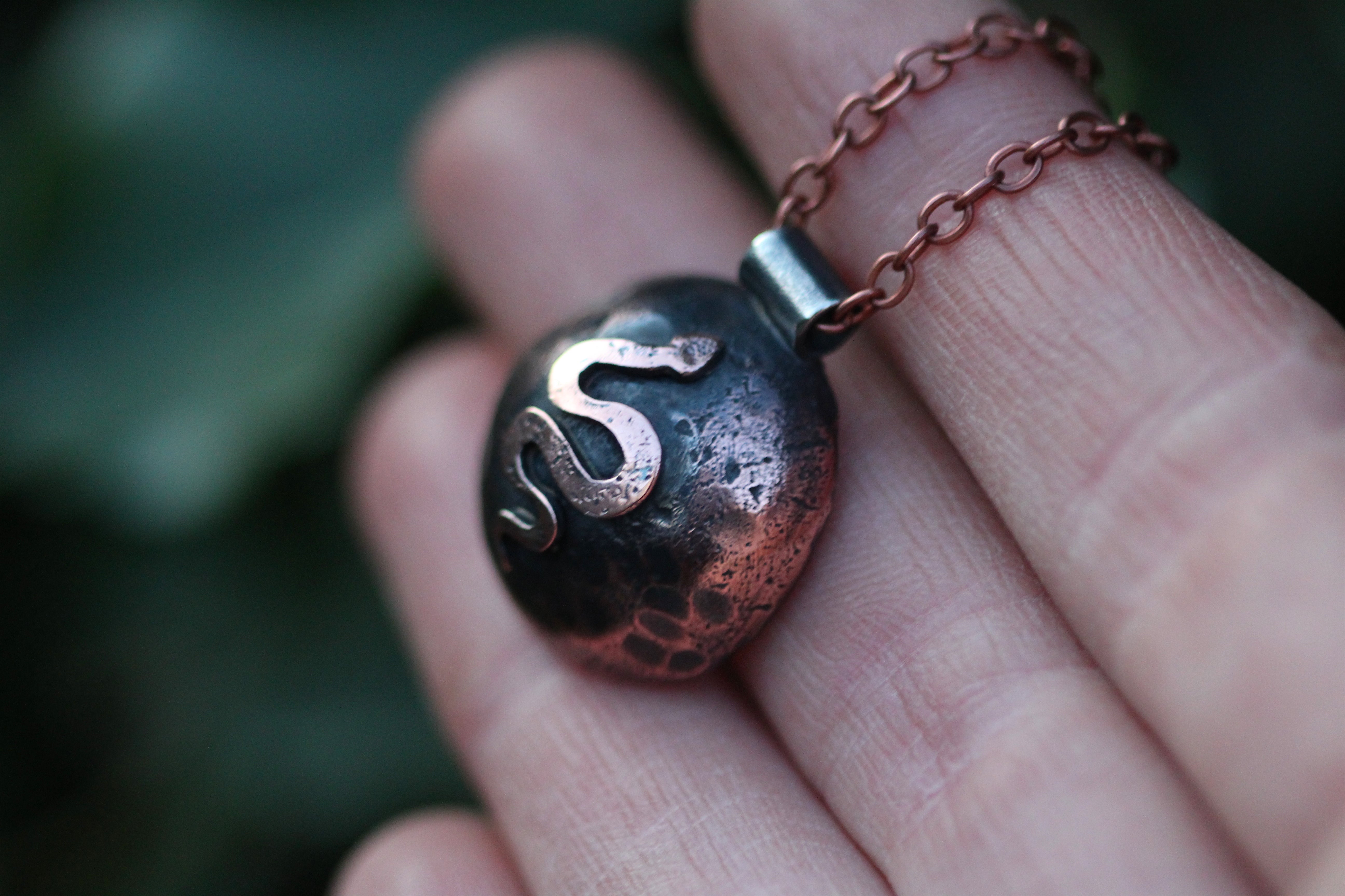 DARK MOON Handmade Copper & Sterling Silver Necklace