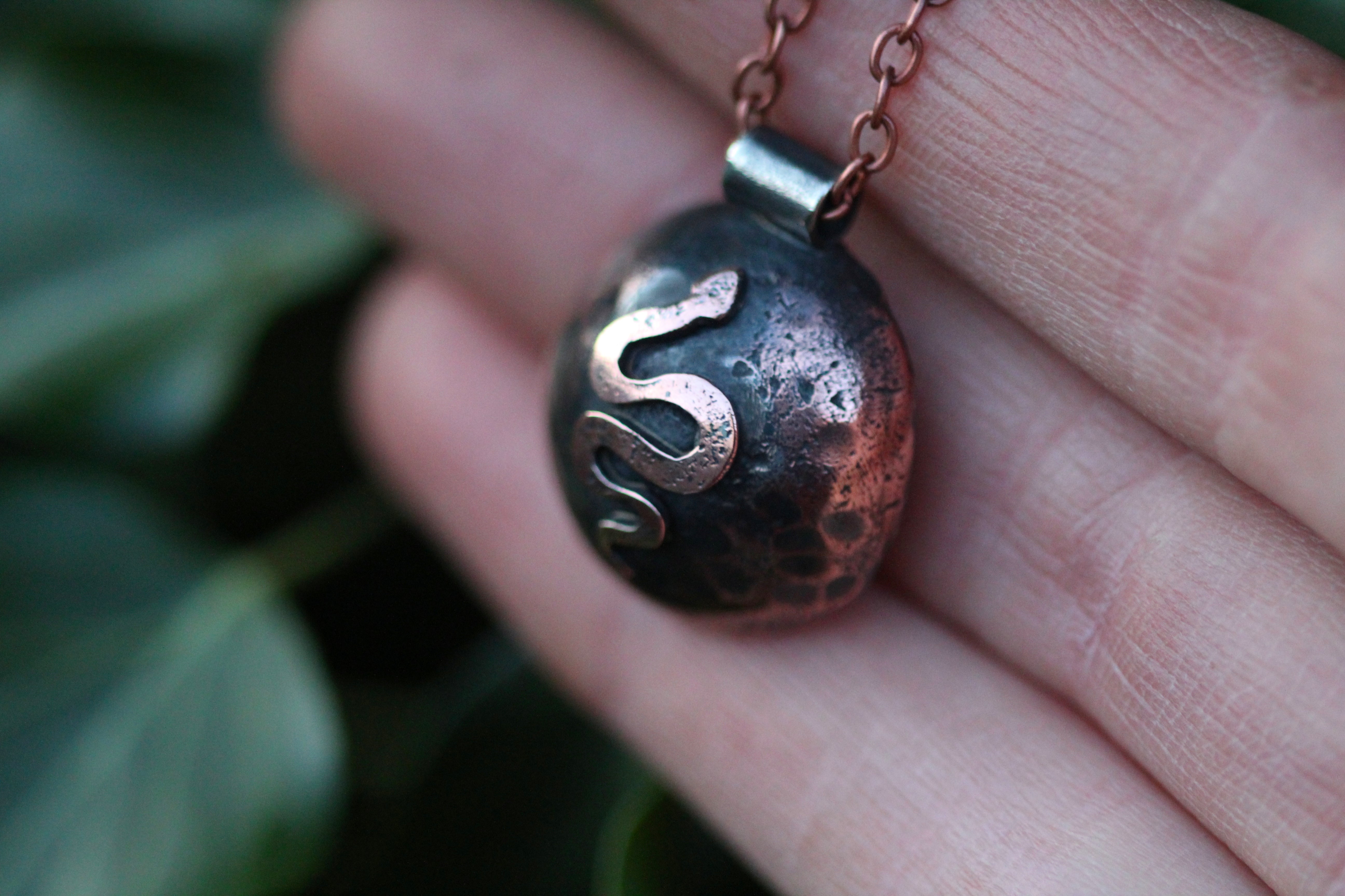 DARK MOON Handmade Copper & Sterling Silver Necklace