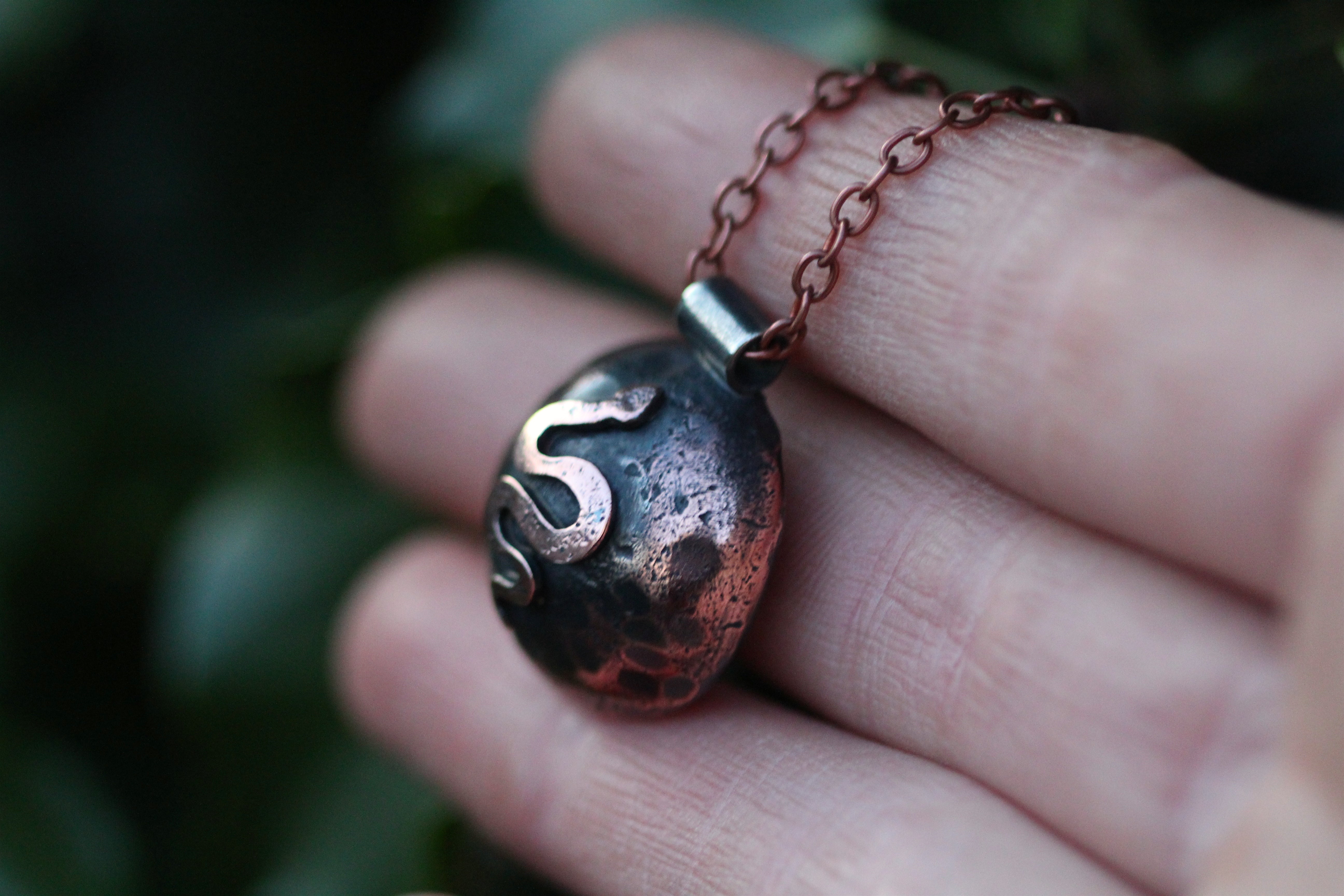 DARK MOON Handmade Copper & Sterling Silver Necklace