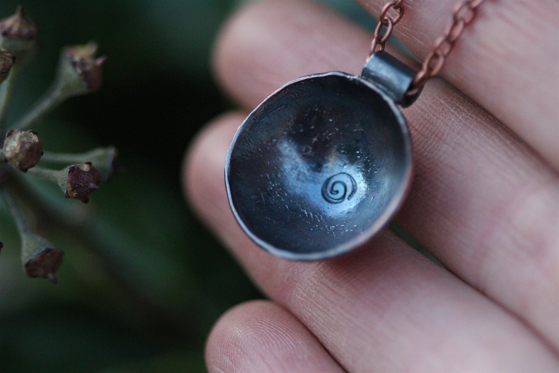 DARK MOON Handmade Copper & Sterling Silver Necklace
