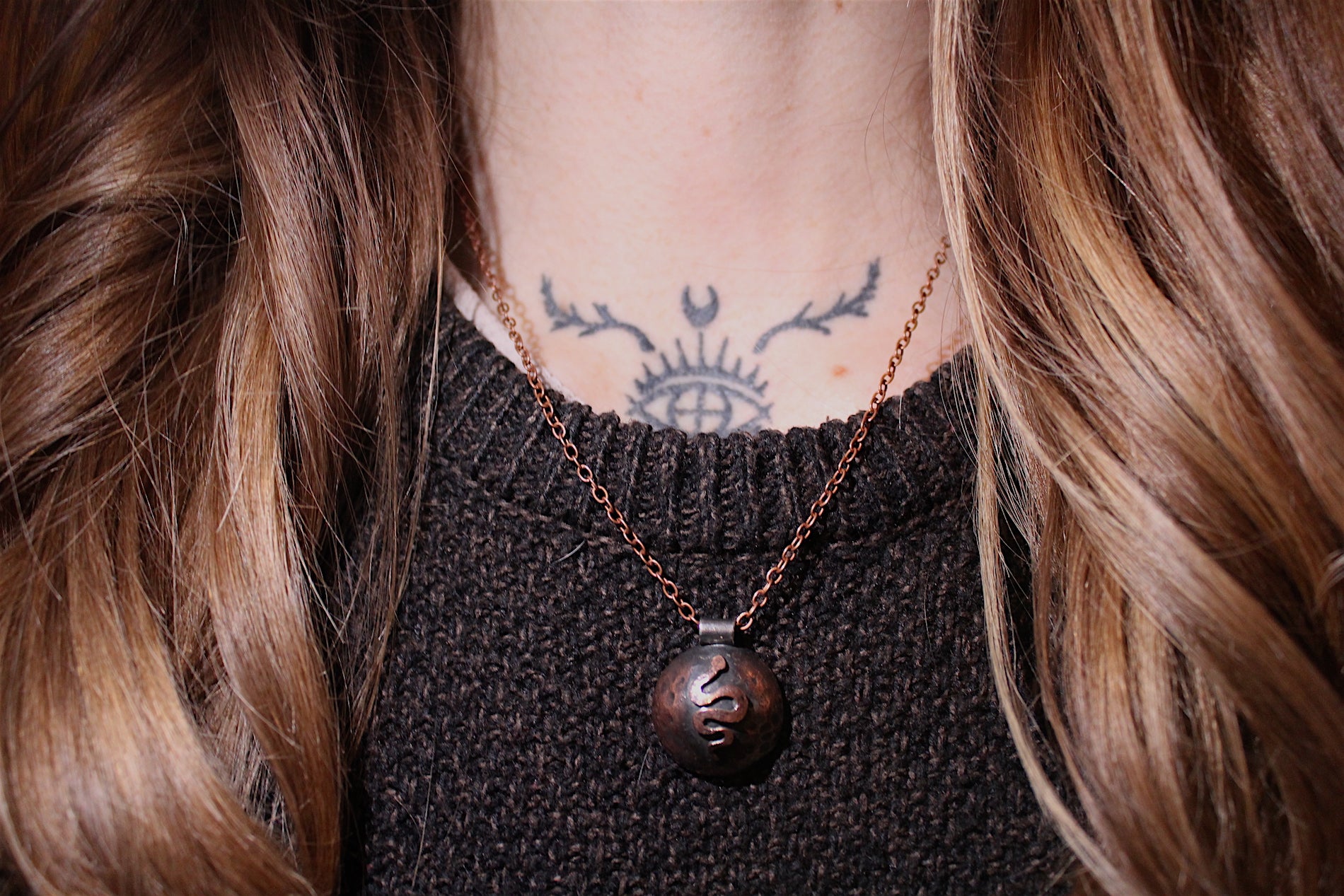 DARK MOON Handmade Copper & Sterling Silver Necklace