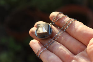 COSMIC POLARITY - Handmade Sterling Silver Necklace with Clear Quartz & Snowflake Obsidian