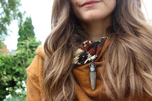 SUMMER STORM - Handmade Fossilised Belemnite Necklace with Yellow Apatite