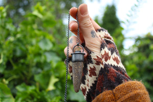 SUMMER STORM - Handmade Fossilised Belemnite Necklace with Yellow Apatite