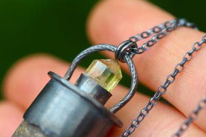 SUMMER STORM - Handmade Fossilised Belemnite Necklace with Yellow Apatite