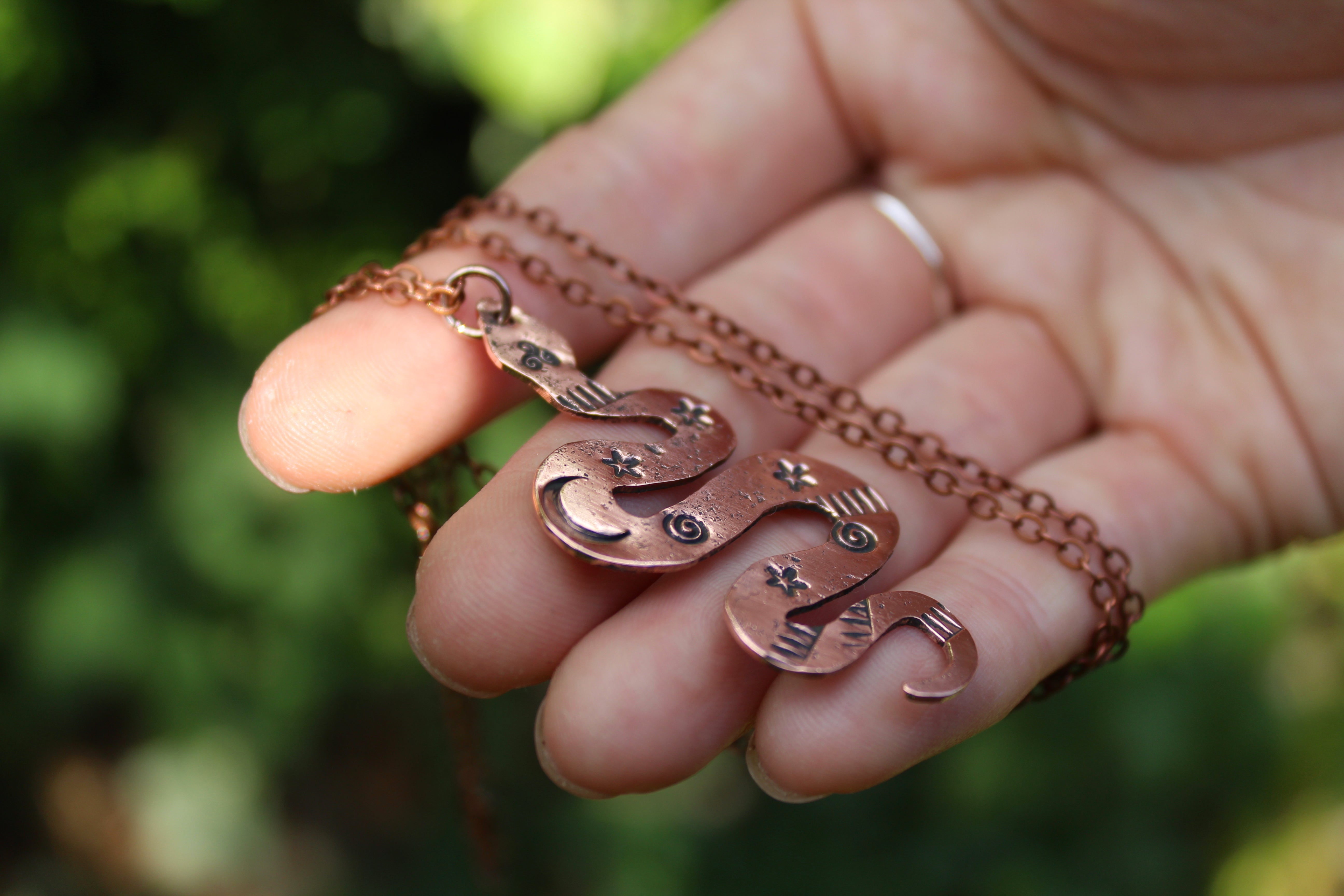 COSMIC SERPENT Handmade Recycled Copper Necklace