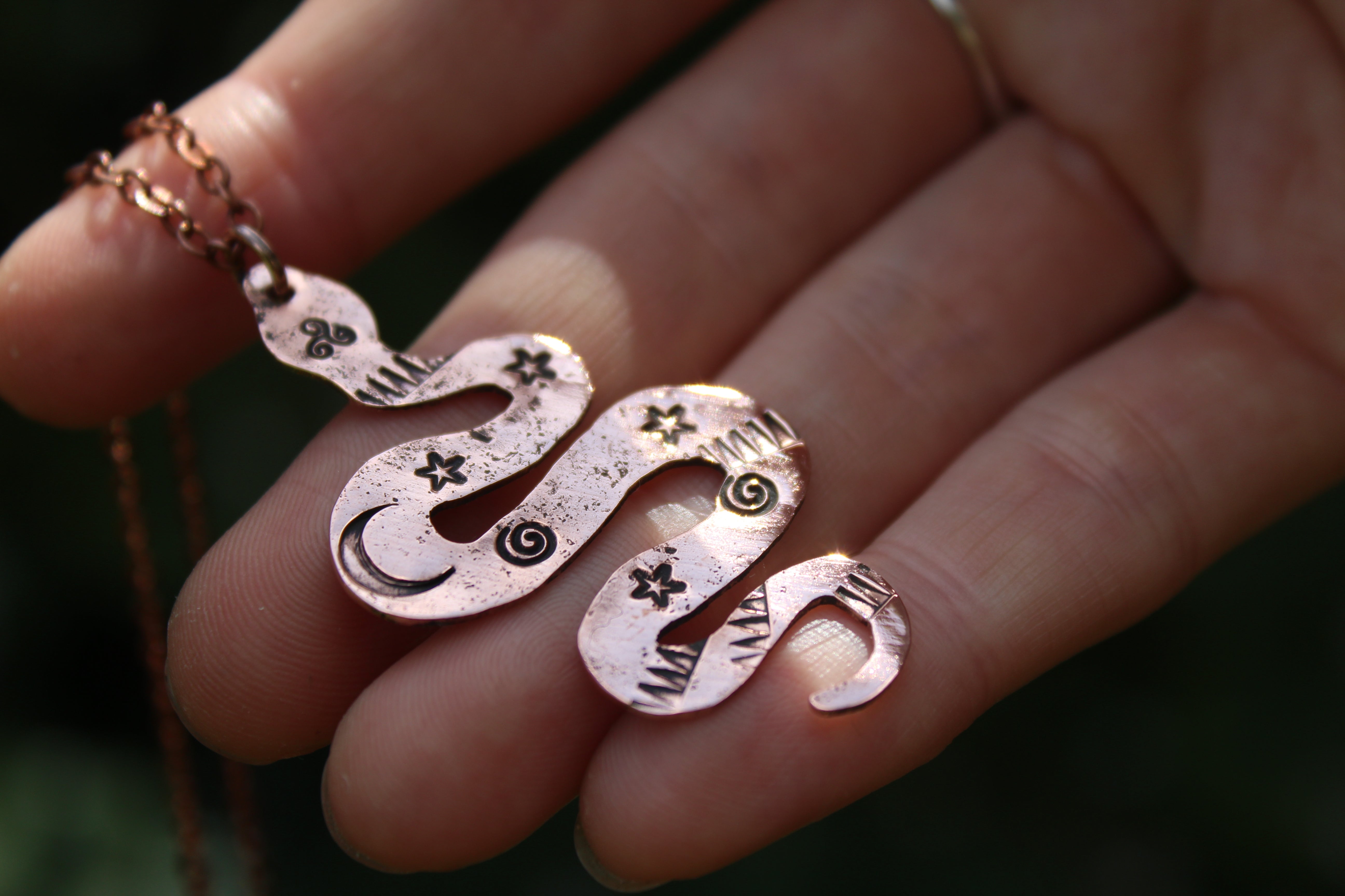 COSMIC SERPENT Handmade Recycled Copper Necklace