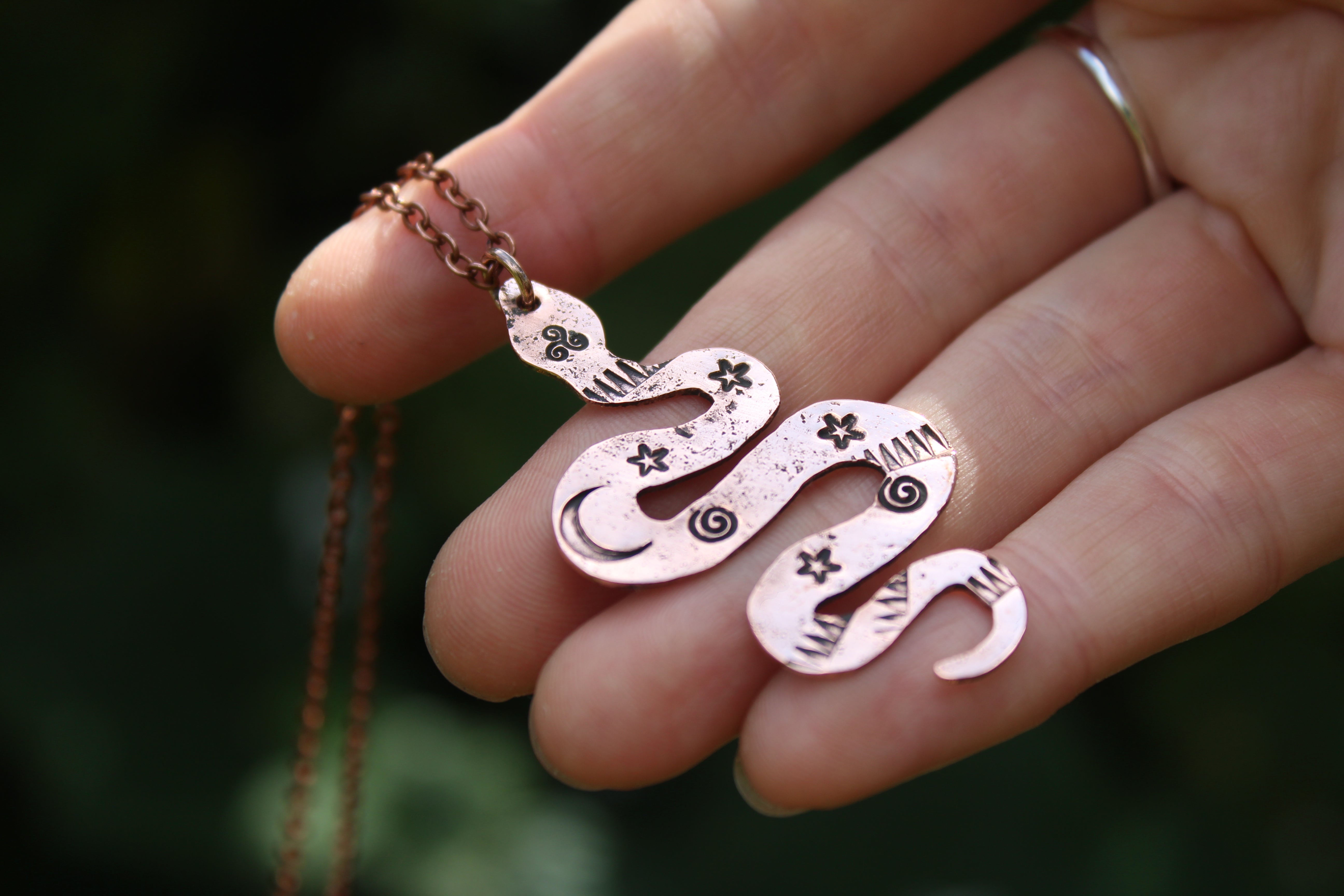 COSMIC SERPENT Handmade Recycled Copper Necklace
