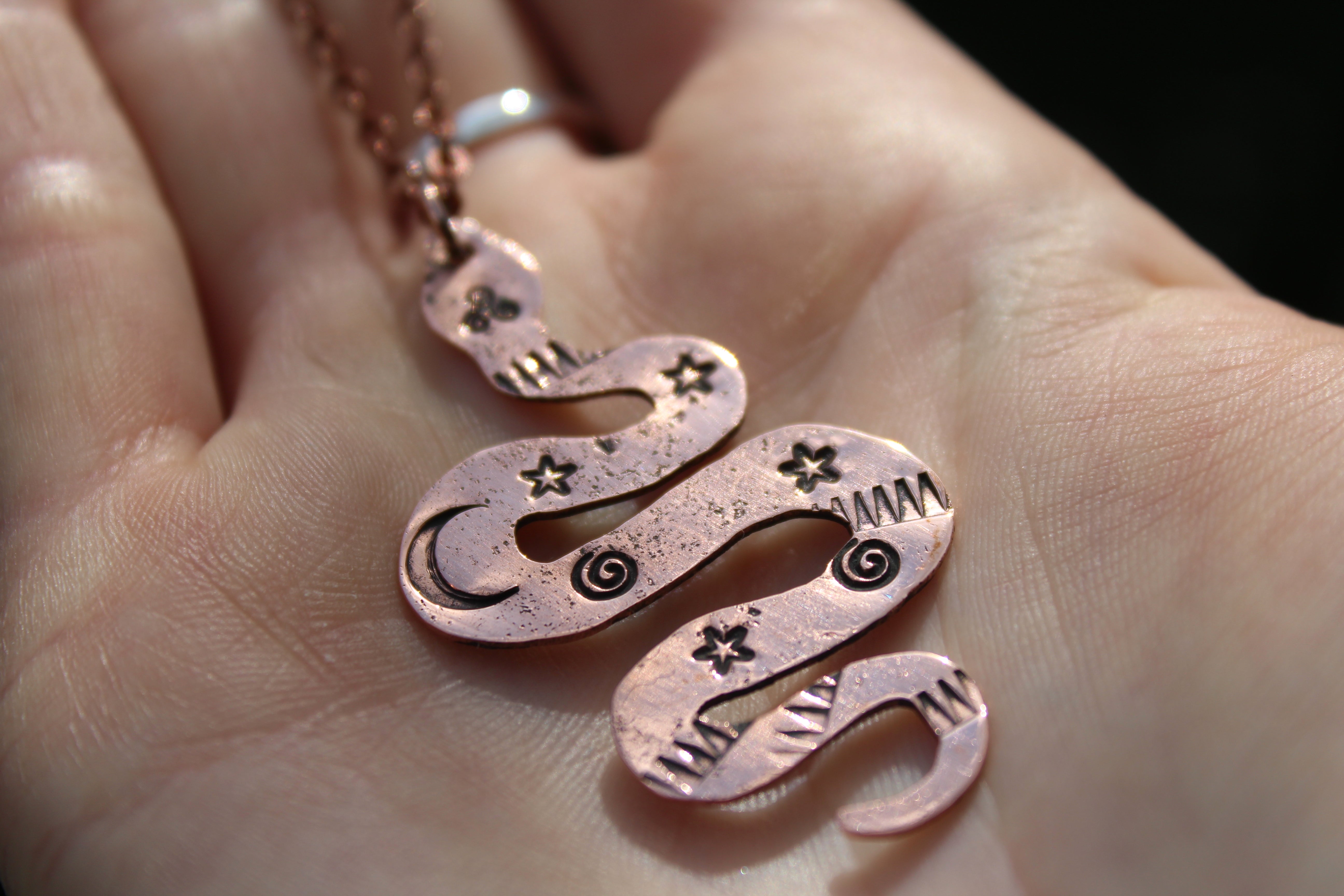 COSMIC SERPENT Handmade Recycled Copper Necklace