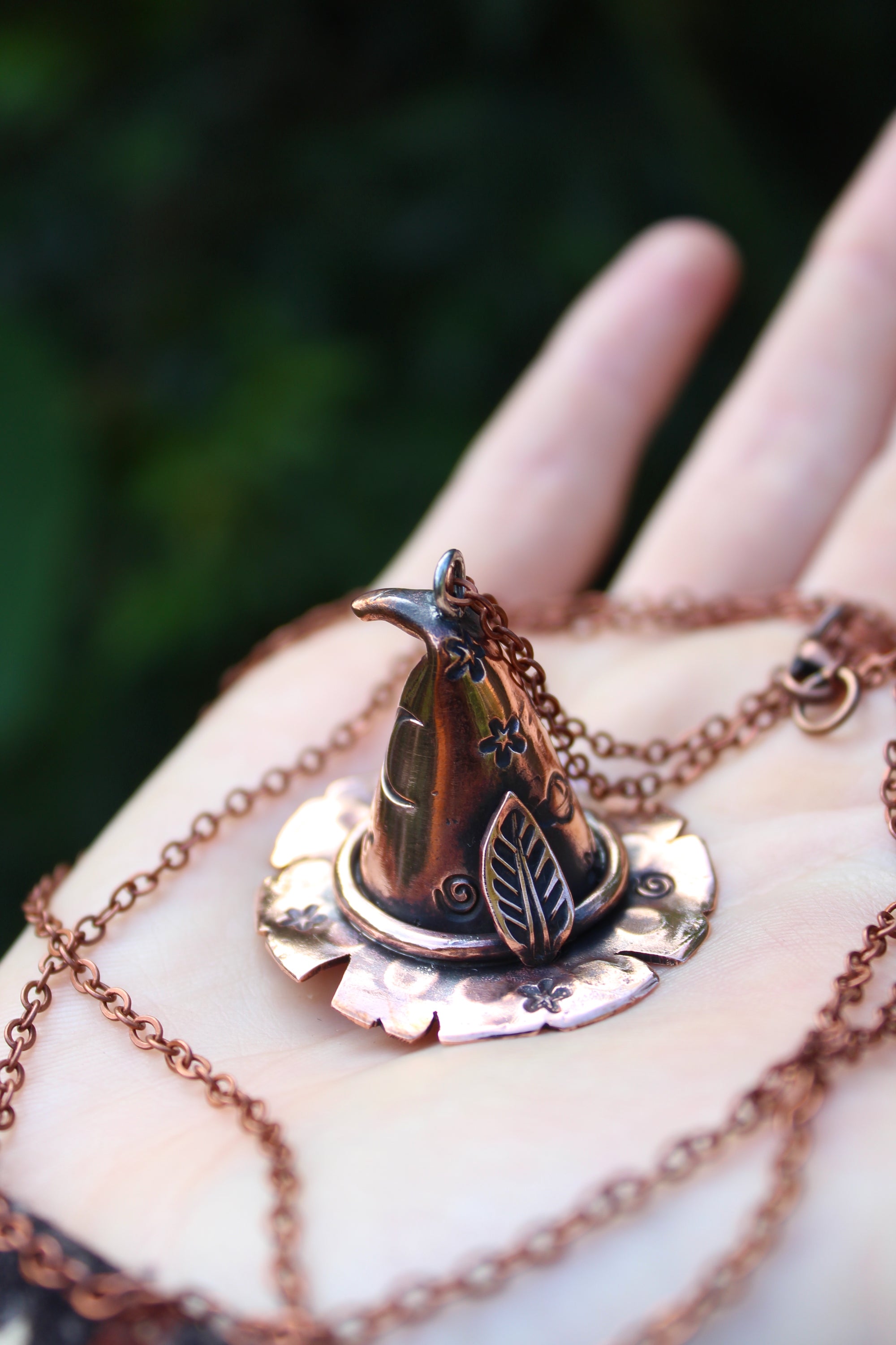 HOCUS POCUS Handmade Copper Witches Hat Necklace