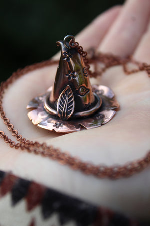 HOCUS POCUS Handmade Copper Witches Hat Necklace