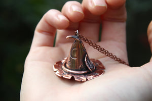 HOCUS POCUS Handmade Copper Witches Hat Necklace