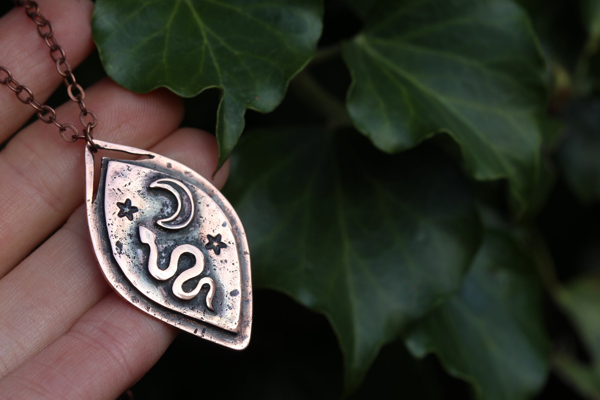 SERPENT YONI Handmade Copper Necklace
