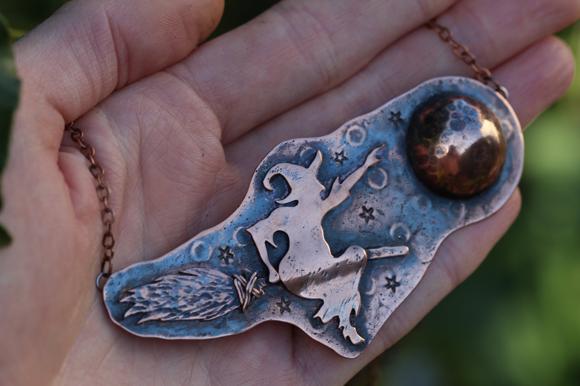 DRAWING DOWN THE MOON Handmade Copper Witch Necklace
