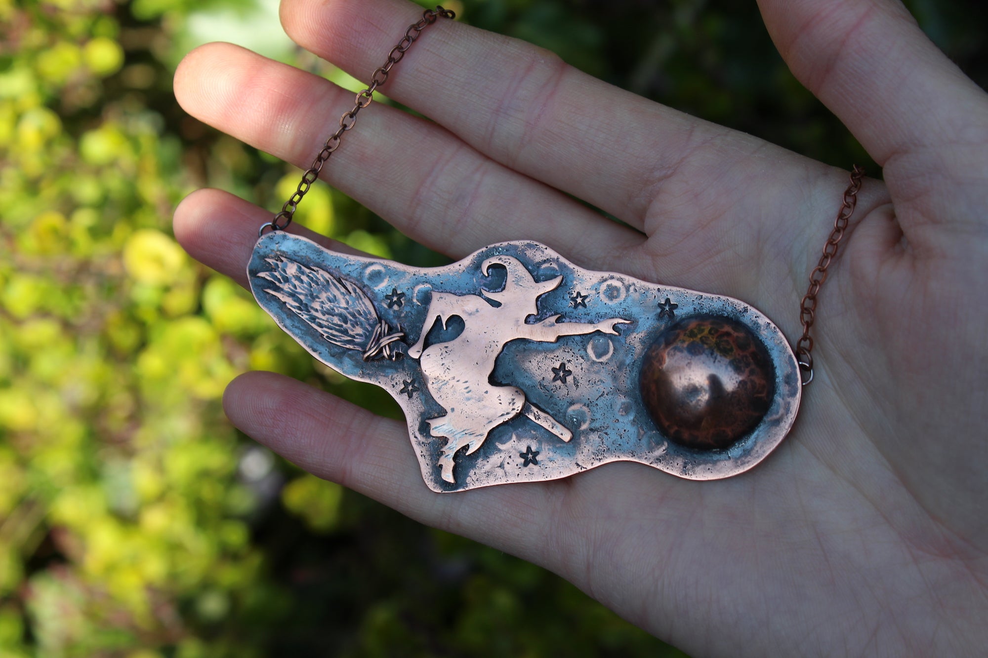 DRAWING DOWN THE MOON Handmade Copper Witch Necklace