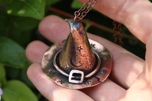 WITCHES CURSE Handmade Copper 3D Witches Hat Necklace